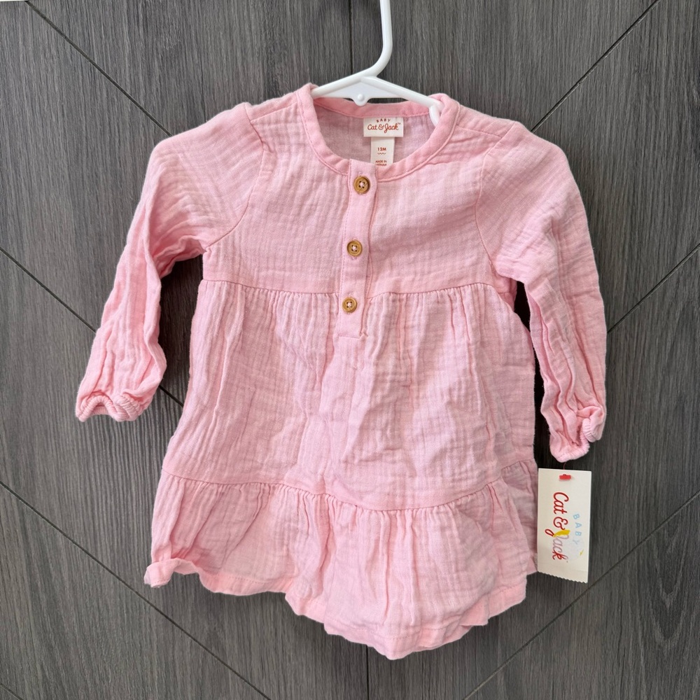 Baby Cat & Jack Pink Button-Up Muslin Dress